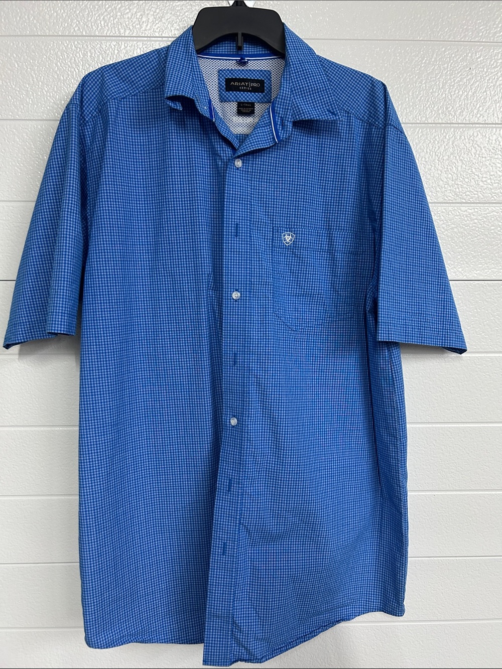 Ariat Royal Blue Short-Sleeve Micro-Check Button-Down Shirt
